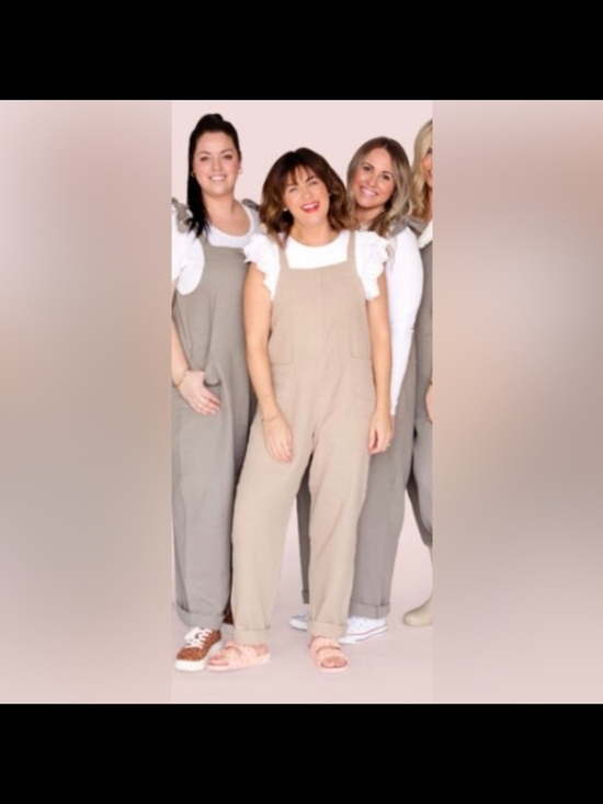 Smash + Tess Pants - Relaxed Beige Cotton-Blend Jumpsuit for Women